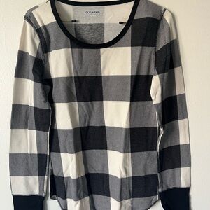 Old Navy Women's Black and White Checkered Pajama Top